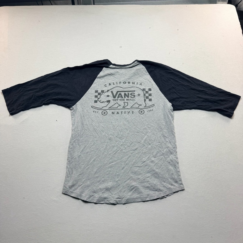 Vans Raglan Tee Women Medium Gray Excellent California Native Skater Skateboard